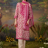 Suhana Fuchsia Floral Printed Georgette Straight Suit Set with Dupatta