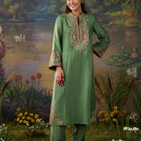 Ilaa Green Zari Embroidered Suit Set with Brasso Dupatta