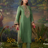 Ilaa Green Zari Embroidered Suit Set with Brasso Dupatta