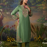 Ilaa Green Zari Embroidered Suit Set with Brasso Dupatta
