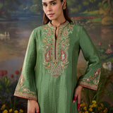 Ilaa Green Zari Embroidered Suit Set with Brasso Dupatta