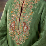 Ilaa Green Zari Embroidered Suit Set with Brasso Dupatta