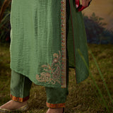 Ilaa Green Zari Embroidered Suit Set with Brasso Dupatta