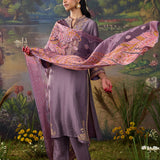 Ilaa Lavender Zari Embroidered Kurta Set with Brasso Dupatta