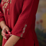 Viora Red Metallic Dori Embroidered Co-ord Set