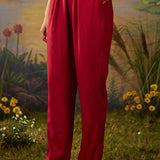 Amaltas Red Printed Viscose Embellished Straight Long Kurta Set