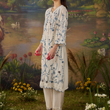 Amira Ivory Fully Embroidered Satin  Co-ord Set