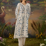 Amira Ivory Fully Embroidered Satin  Co-ord Set