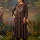 Roohi Brown Floral Printed Chiffon Anarkali Suit Set with Dupatta