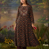 Roohi Brown Floral Printed Chiffon Anarkali Suit Set with Dupatta