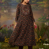 Roohi Brown Floral Printed Chiffon Anarkali Suit Set with Dupatta