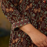 Roohi Brown Floral Printed Chiffon Anarkali Suit Set with Dupatta