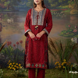 Rukhsar Red Printed Viscose Suit Set with Dupatta