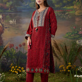 Rukhsar Red Printed Viscose Suit Set with Dupatta