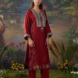 Rukhsar Red Printed Viscose Suit Set with Dupatta