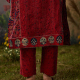 Rukhsar Red Printed Viscose Suit Set with Dupatta