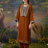 Rukhsar Mustard Printed Viscose Suit Set with Dupatta