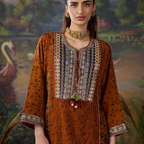 Rukhsar Mustard Printed Viscose Suit Set with Dupatta