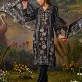 Nargis Black Floral Printed Viscose Straight Suit Set with Dupatta