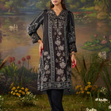 Nargis Black Floral Printed Viscose Straight Suit Set with Dupatta