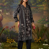 Nargis Black Floral Printed Viscose Straight Suit Set with Dupatta