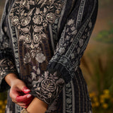 Nargis Black Floral Printed Viscose Straight Suit Set with Dupatta