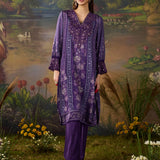 Nargis Purple Floral Printed Viscose Straight Suit Set with Dupatta
