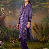 Nargis Purple Floral Printed Viscose Straight Suit Set with Dupatta
