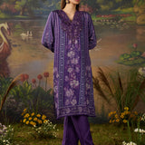 Nargis Purple Floral Printed Viscose Straight Suit Set with Dupatta