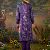 Nargis Purple Floral Printed Viscose Straight Suit Set with Dupatta