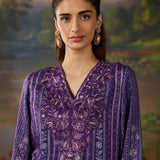 Nargis Purple Floral Printed Viscose Straight Suit Set with Dupatta