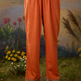 Kora Orange Chanderi Zari Embroidered Suit Set with Dupatta