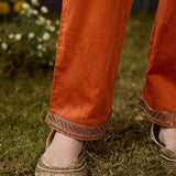 Kora Orange Chanderi Zari Embroidered Suit Set with Dupatta