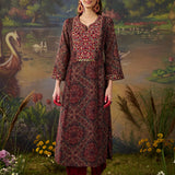 Falak Red Tribal Printed Georgette Straight Long Suit Set with Dupatta