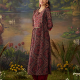 Falak Red Tribal Printed Georgette Straight Long Suit Set with Dupatta