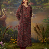 Falak Red Tribal Printed Georgette Straight Long Suit Set with Dupatta