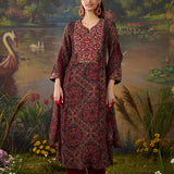 Falak Red Tribal Printed Georgette Straight Long Suit Set with Dupatta