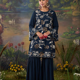 Orina Navy Resham Embroidered Mid Co-ord Set