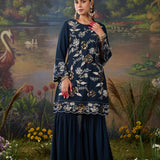 Orina Navy Resham Embroidered Mid Co-ord Set