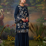 Orina Navy Resham Embroidered Mid Co-ord Set