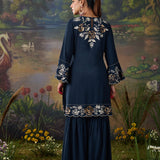 Orina Navy Resham Embroidered Mid Co-ord Set