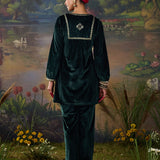 Yamini Emerald Green Zari Embroidered Velvet Mid Co-ord Set