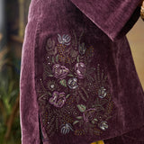 Tisya Purple Embroidered Velvet Co-ord Set