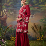 Orina Red Resham Embroidered Mid Co-ord Set