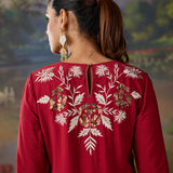 Orina Red Resham Embroidered Mid Co-ord Set