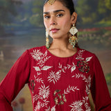 Orina Red Resham Embroidered Mid Co-ord Set