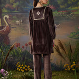 Yamini Golden Zari Embroidered Velvet Mid Co-ord Set