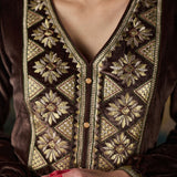 Yamini Golden Zari Embroidered Velvet Mid Co-ord Set