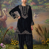 Tavira Black Embroidered Velvet Co-ord Set