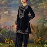 Tavira Black Embroidered Velvet Co-ord Set